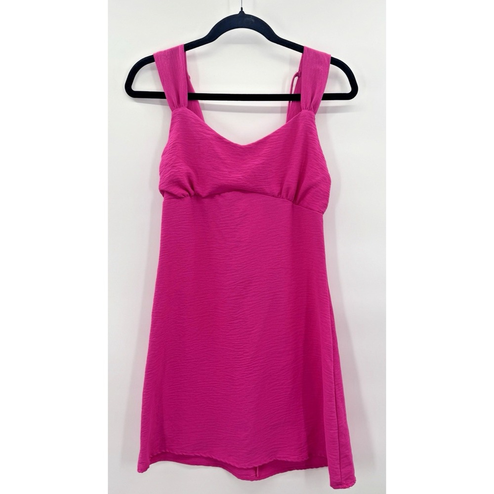VTG Y2K Babydoll Mini Dress Medium Pink Fuschia Sundress Party Club Retro Fairy